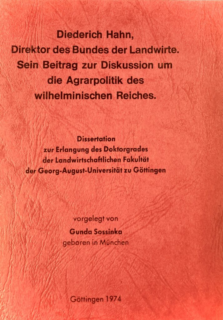 Dietrich Hahn - Sein Beitrag zur Diskussion um die Agrarpolitik des wilhelminischen Reiches - (Kopie)