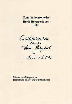 Contributionsrolle der Börde Beverstedt von 1680